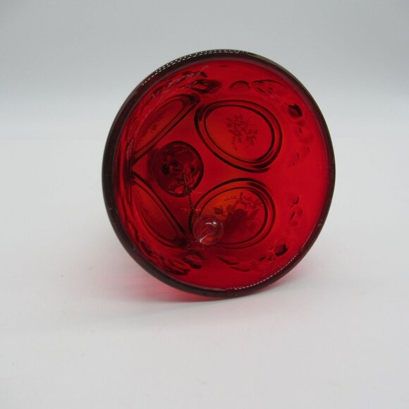 VTG Fenton Red Amberina Bell White Roses Hand Painted signed Frida - Picture 12 of 13